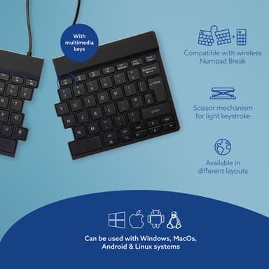 R-Go Tools Ergonomic keyboard R-Go Split Break with break software, ergonomic split keyboard, QWERTY (UK), Bluetooth, black view 12
