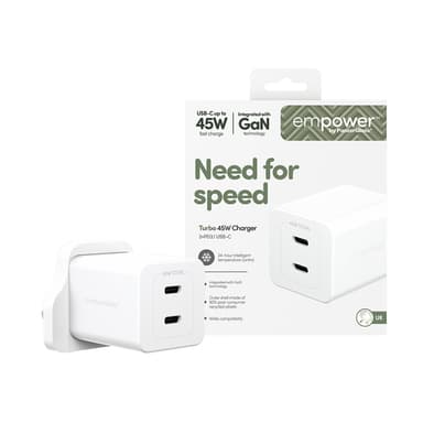 PanzerGlass empower™ by ® Turbo 45W Charger incl. 2 x USB-C | UK Plug | Silver White view 2