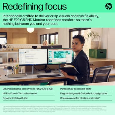 HP E-Series E22 G5 FHD Monitor view 8