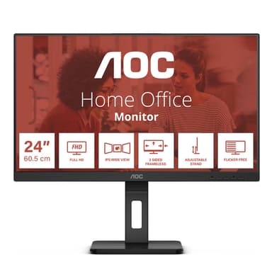 AOC E3 24E3QAF computer monitor 60.5 cm (23.8") 1920 x 1080 pixels Full HD LCD Black view 1