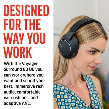 HP Poly Voyager Surround 80 UC USB-C Headset +USB-C/A Adapter view 2
