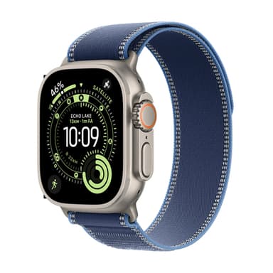 Apple Watch Ultra 3 GPS + Cellular 49mm Natural Titanium Case with Blue/Bright Blue Trail Loop - M/L view 1