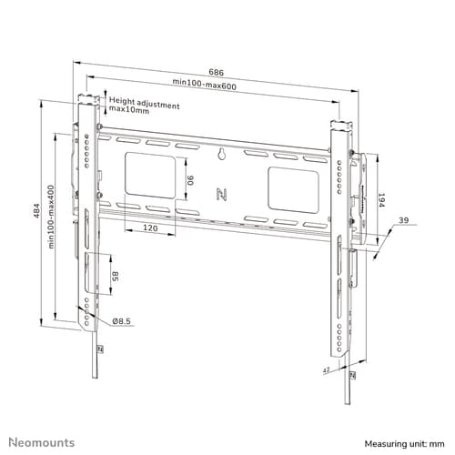 Neomounts WL30-750BL16 Heavy duty wall mount 42-86" - fixed - lockable - fast installation - TÜV