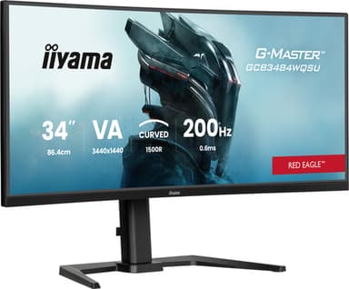 iiyama G-MASTER GCB3484WQSU-B2 computer monitor 86.4 cm (34") 3440 x 1440 pixels UltraWide Quad HD LCD Black view 3