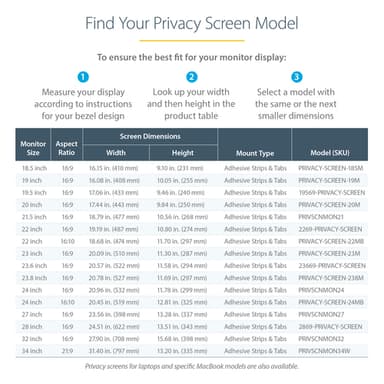 StarTech.com Monitor Privacy Screen for 18.5 inch PC Display - Computer Screen Security Filter - Blue Light Reducing Screen Protector Film - 16:9 Widescreen - Matte/Glossy - +/-30 Degree view 12