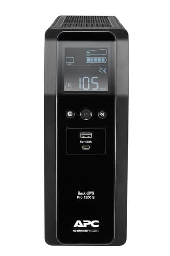 APC Back-UPS Pro, 1200VA/720W, Tower, 230V, 8x IEC C13 outlets, Sine Wave, AVR, USB Type A + C ports, LCD, User Replaceable Battery view 1