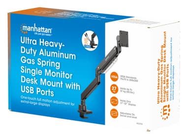 Manhattan Desk Mount for TV & Monitors (Full Motion Gas Spring), For screens 13" to 42", C-Clamp or Grommet Assembly,VESA compatibility: all between 75x75mm to 200x200mm - check the dimensions of the four mounting holes on back of screen to ensure it fits,Max 20kg view 15