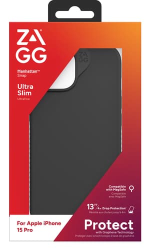 ZAGG Cases Manhattan Snap Apple iPhone 15 Pro Black EN/FR view 5