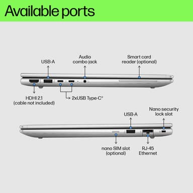 HP EliteBook 640 G11 Intel Core Ultra 5 125U Laptop 35.6 cm (14") WUXGA 24 GB DDR5-SDRAM 512 GB SSD Wi-Fi 6E (802.11ax) Windows 11 Pro AI PC Silver view 4