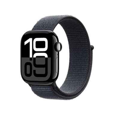 Apple Watch Series 10 GPS + Cellular 42mm Jet Black Aluminium Case with Ink Sport Loop view 1