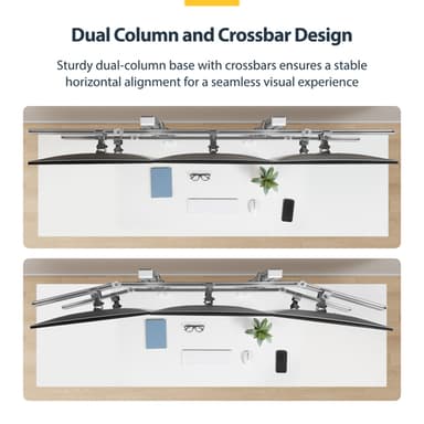 StarTech.com Six-Monitor Desk Mount with Crossbar, Up To 32-inch Computer Screens, Max 17.6lb (8kg) each, Dual Column, C-clamp/Grommet, Height Adjustable view 13