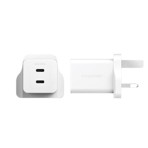 PanzerGlass empower™ by ® Turbo 45W Charger incl. 2 x USB-C | UK Plug | Silver White