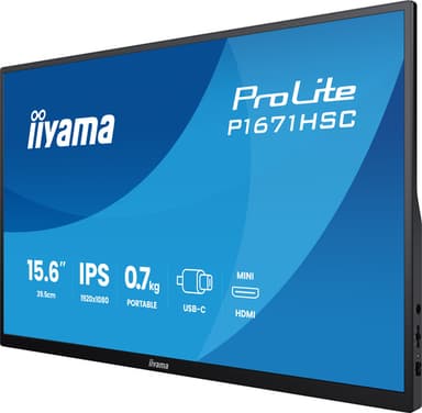iiyama ProLite P1671HSC-B1 computer monitor 39.6 cm (15.6") 1920 x 1080 pixels Full HD LED Black view 5