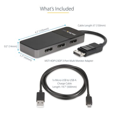 StarTech.com 3 Port Multi Monitor Adapter - DisplayPort 1.4 to 3x 4K DisplayPort Video Splitter - Dual or Triple 4K - Laptop/Desktop DisplayPort MST Hub for Multiple Monitors - For Windows PCs Only view 11