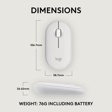 Logitech Pebble 2 M350s mouse Travel Ambidextrous RF Wireless + Bluetooth Optical 4000 DPI view 17