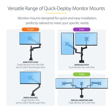 StarTech.com Desk Mount Monitor Arm with 2x USB 3.0 Ports, Full Motion Single Monitor Mount, up to 34" (17.6lb/8kg) VESA Display, Clamp/Grommet Mount, Mechanical Spring view 17
