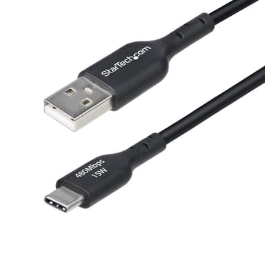 StarTech.com 3ft (1m) USB-A to USB-C Charging Cable, Charge & Sync, 3A, USB 2.0, TPE Jacket - Black USB Charging Cord view 1