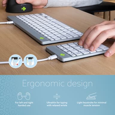 R-Go Tools Numeric keypad R-Go Numpad Break, ergonomic numeric keypad with break software, wired, white view 4