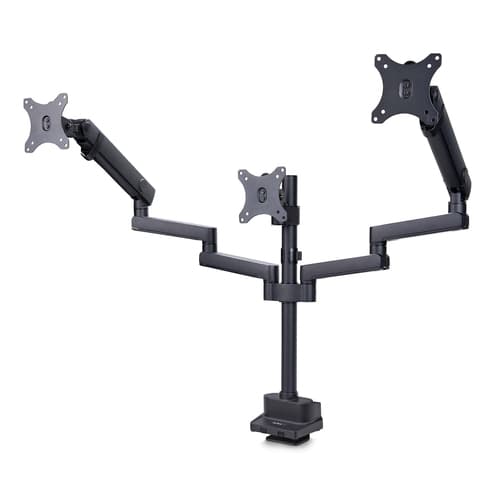 StarTech.com Desk Mount Triple Monitor Arm For Up To Three 27in Screens, VESA 75x75/100x100, Tool-Less Arm Adjustments, C-Clamp/Grommet Mount, Mechanical Spring Arm