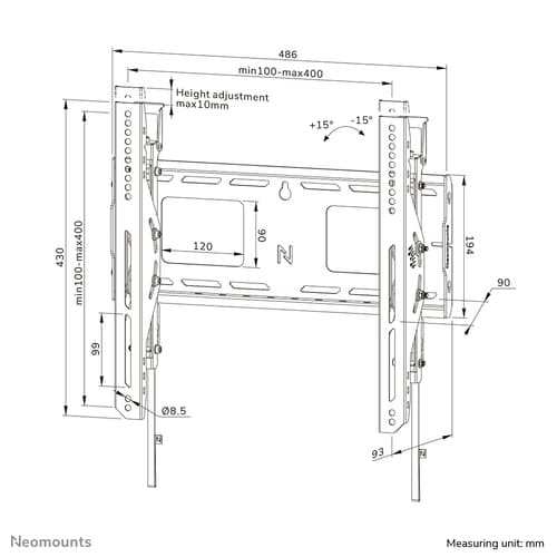 Neomounts WL35-750BL14 Heavy duty wall mount 42-75" - tilt - lockable - fast installation - TÜV