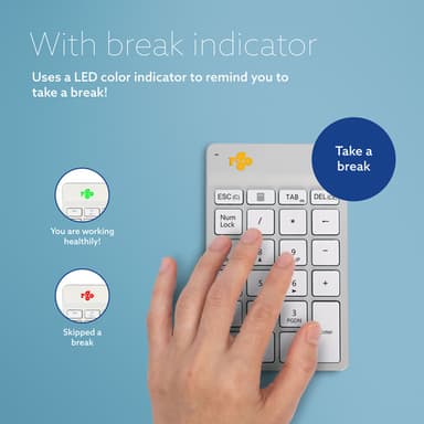 R-Go Tools Numeric keypad R-Go Numpad Break, ergonomic numeric keypad with break software, bluetooth, white view 10