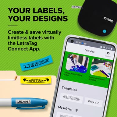 DYMO LetraTag 200B Bluetooth Label Maker | Compact Label Printer | Connects Through Bluetooth Wireless Technology to iOS and Android | Includes 1 White Paper Label Tape | Black view 3