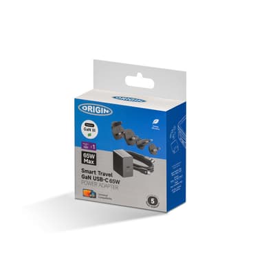 Origin Storage Origin 65W Wall Charger with 1.5m USB-C cable and 4 Multi AC Plugs view 8