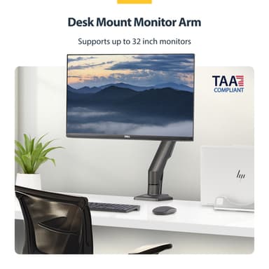 StarTech.com Desk Mount Monitor Arm, Up To 32" Display, Max 22lb/10kg, VESA 75x75/100x100, C-Clamp, Fully Articulating, Mechanical Spring, TAA-compliant view 12