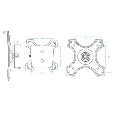 Manhattan Wall Mount for TV & Monitors (Fixed), For screens 10" to 32", VESA compatibility: 75x75mm and 100x100mm - check the dimensions of the four mounting holes on back of screen to ensure it fits, Max 15kg, Black, Bracket view 6