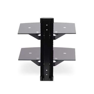 StarTech.com Dual Floating Wall-Mounted AV Shelves, Adjustable Height Shelf For Under TV, Organize A/V Equipment On Black Tempered Glass Shelves view 4