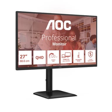 AOC E4 Q27E4CV computer monitor 68.6 cm (27") 2560 x 1440 pixels Quad HD LED Black view 3