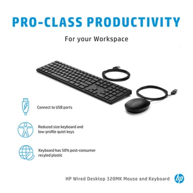 HP Wired Desktop 320MK Mouse and Keyboard view 4