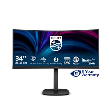 Philips 3000 series 34B2U3600C/00 computer monitor 86.4 cm (34") 3440 x 1440 pixels Wide Quad HD LCD Black view 3