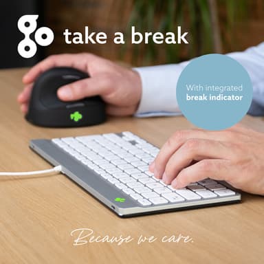R-Go Tools Ergonomic keyboard R-Go Compact Break, compact keyboard with break software, QWERTY (UK), wired, white view 10