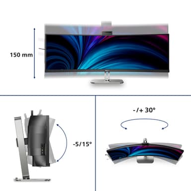 Philips 49B2U6900CH/00 computer monitor 124 cm (48.8") 5120 x 1440 pixels Dual QHD LCD Black view 5