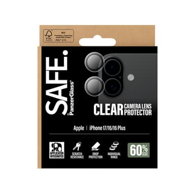 PanzerGlass SAFE. by ® Camera Lens Protector Transparent iPhone 17 | iPhone 16 | 16 Plus Clear screen protector Apple 1 pc(s) view 3