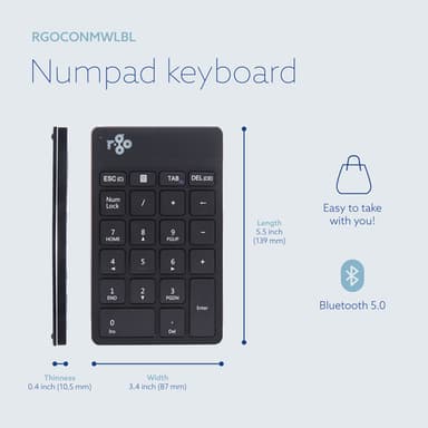 R-Go Tools Numeric keypad R-Go Numpad Break, ergonomic numeric keypad with break software, bluetooth, black view 8