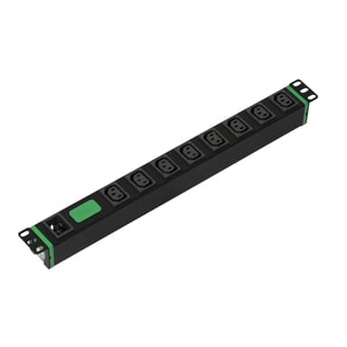 APC Easy Rack PDU, Basic, Horizontal, 1 Phase, 3.7kW, 230V, 16A, 8 x C13 outlets, IEC60320 C20 inlet view 1