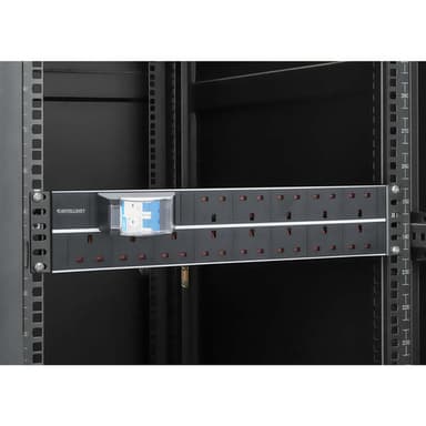 Intellinet 19" 2U PDU 15-way UK, With 2P air breaker, Rackmount, Power Distribution Unit, UK 3-pin outlets, 3m power cord, output view 6