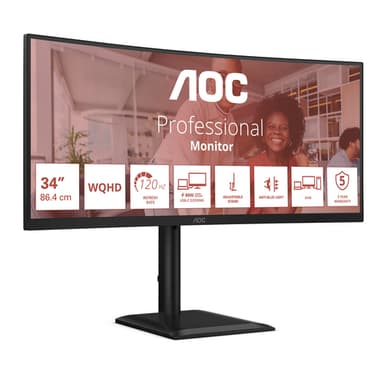 AOC E4 CU34E4CV computer monitor 86.4 cm (34") 3440 x 1440 pixels UltraWide Quad HD LCD Black view 3