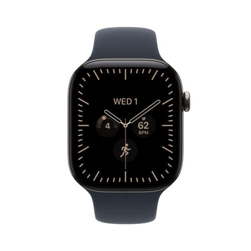 Apple Watch Series 12 GPS + Cellular 46mm Natural Titanium Case with Navy Blue Sport Band - M/L