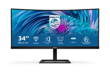 Philips E Line 346E2CUAE/00 computer monitor 86.4 cm (34") 3440 x 1440 pixels Wide Quad HD+ LCD Black view 1
