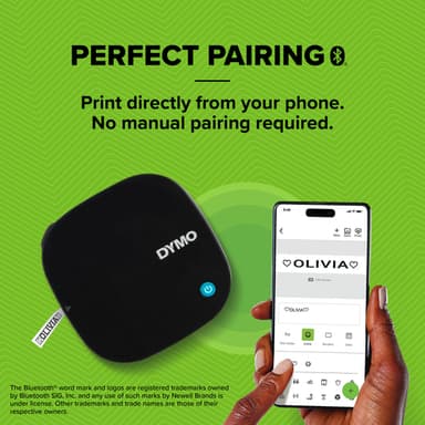 DYMO LetraTag 200B Bluetooth Label Maker | Compact Label Printer | Connects Through Bluetooth Wireless Technology to iOS and Android | Includes 1 White Paper Label Tape | Black view 5