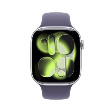 Apple Watch Series 11 GPS + Cellular 46mm Silver Aluminium Case with Purple Fog Sport Band - M/L view 2