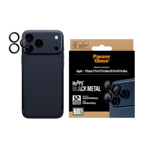 PanzerGlass ® Hoops® Camera Lens Protector Black iPhone 17 Pro | iPhone 17 Pro Max | iPhone 16 Pro | 16 Pro Max Clear screen protector Apple 1 pc(s)