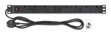 Intellinet 19" 1U PDU 7-way UK, Overload Protection, Rackmount, Power Distribution Unit, UK 3-pin outlets, 3m power cord, output view 5
