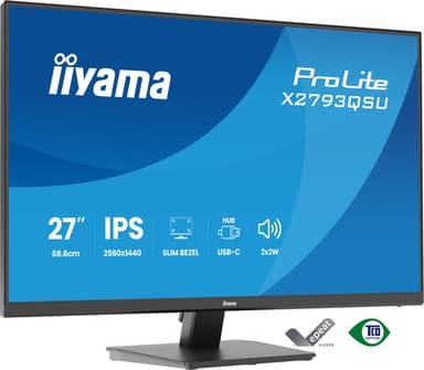 iiyama ProLite X2793QSU-B1 computer monitor 68.6 cm (27") 2560 x 1440 pixels Quad HD LED Black view 1