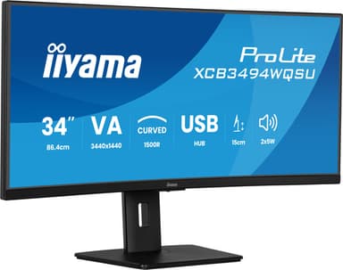 iiyama ProLite XCB3494WQSU-B1 computer monitor 86.4 cm (34") 3440 x 1440 pixels UltraWide Quad HD LED Black view 1