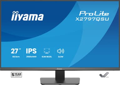 iiyama ProLite X2797QSU-B1 computer monitor 68.6 cm (27") 2560 x 1440 pixels Quad HD LED Black view 2