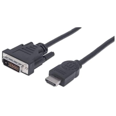 Manhattan HDMI to DVI-D 24+1 Cable, 1.8m, Male to Male, Black, Dual Link, Compatible with DVD-D, Lifetime Warranty, Equivalent to HDMIDVIMM6 view 1